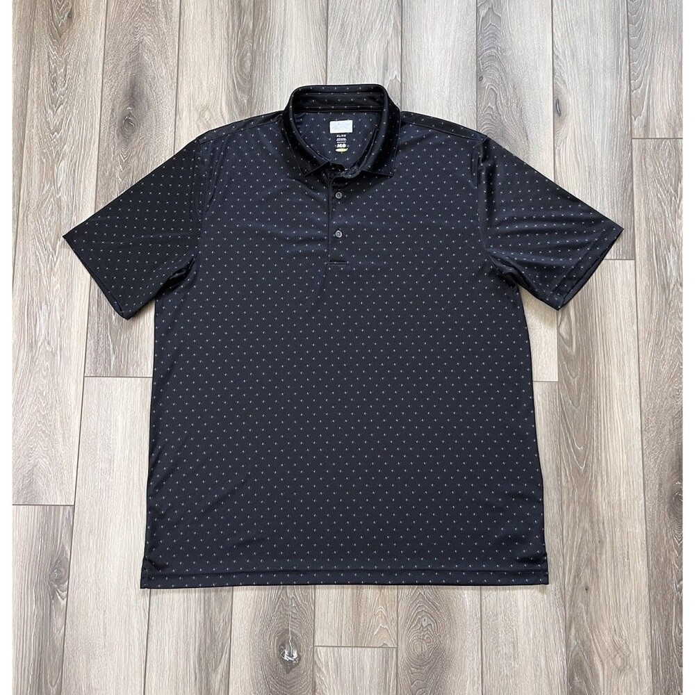 Greg Norman Mens Sz XL ML75 PlayDry Golf Polo Black Geometric Print